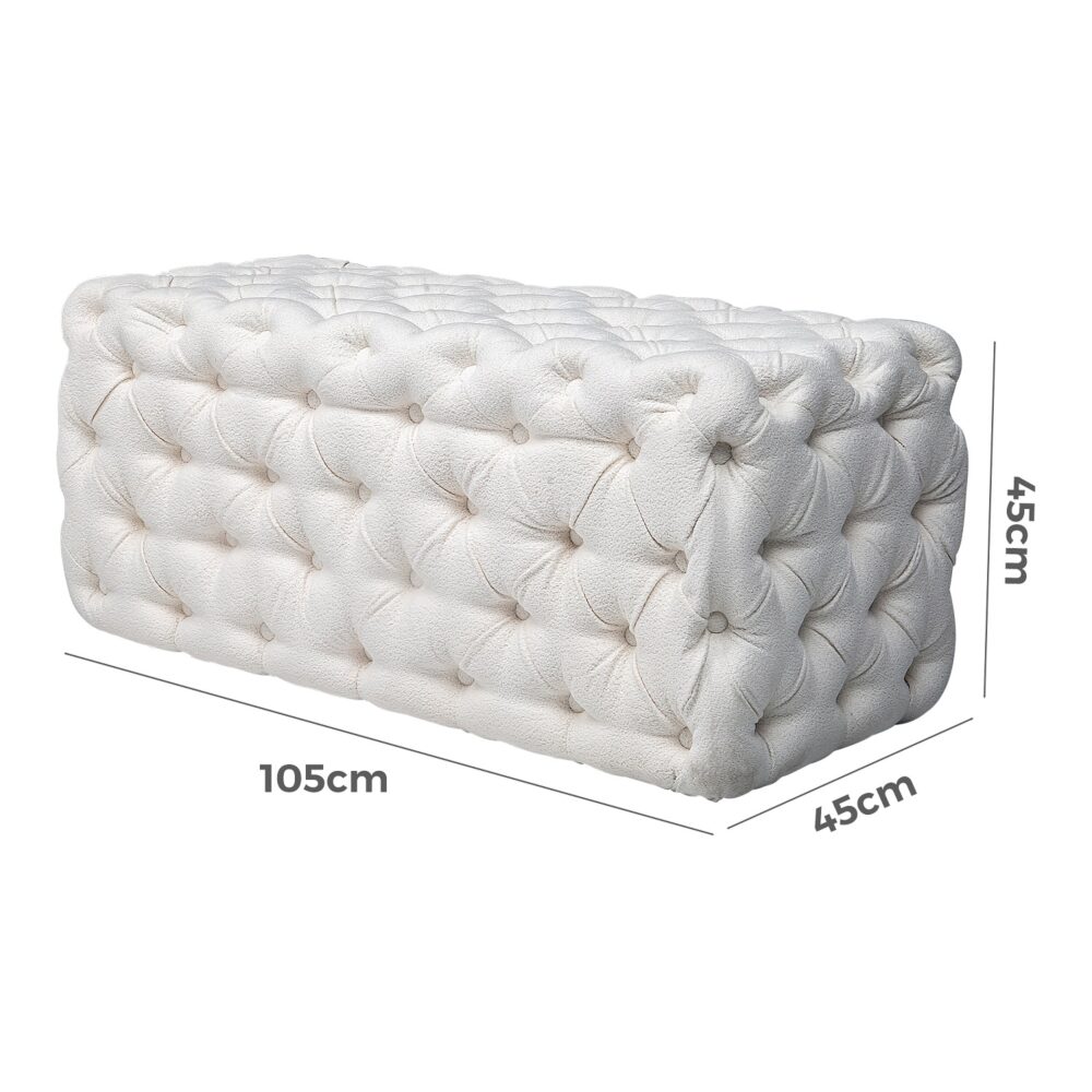 Elsa Tufted Ottoman Beach Boucle White-Rectangular 9