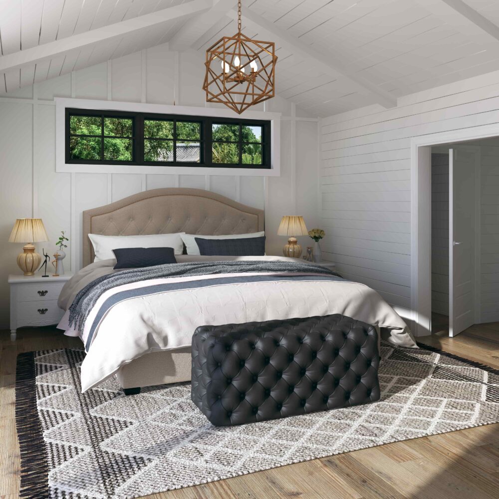 Black Leathaire Ottoman-Rectangular 3