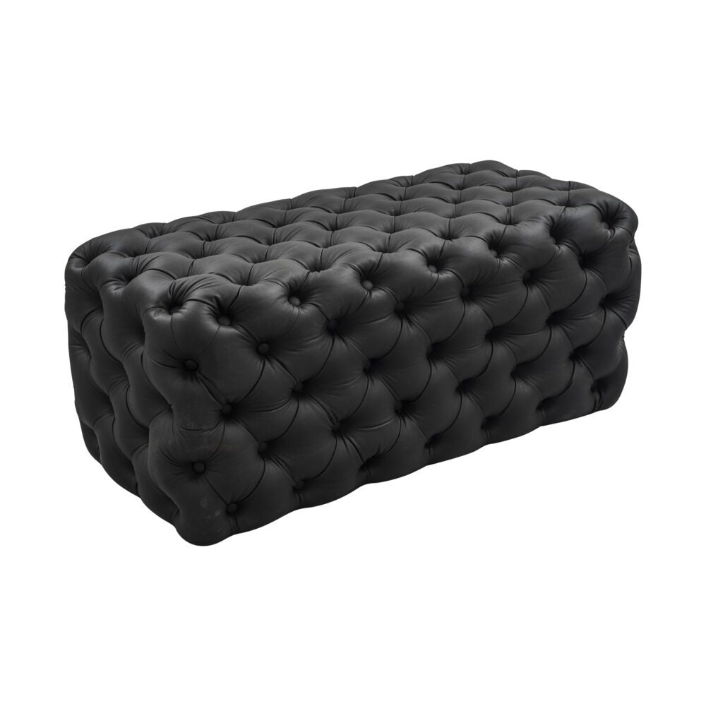 Black Leathaire Ottoman-Rectangular 4