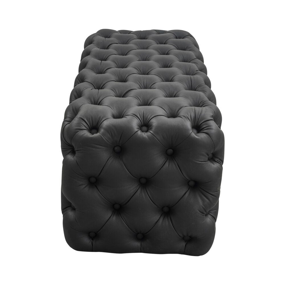 Black Leathaire Ottoman-Rectangular 5