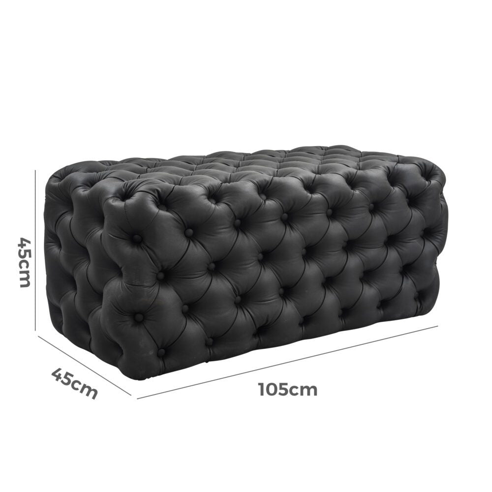 Black Leathaire Ottoman-Rectangular 9