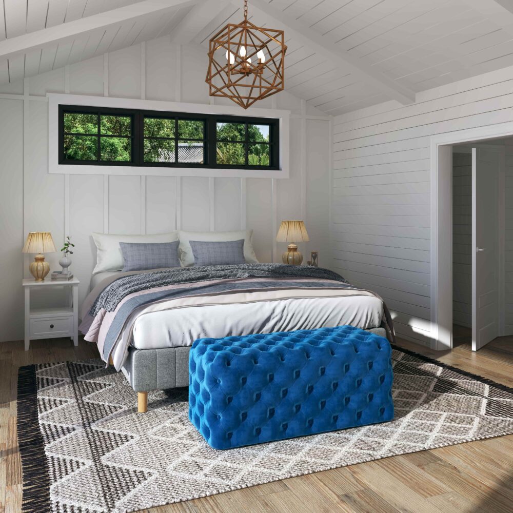 Elsa Navy Blue Velvet Ottoman-Rectangular 4