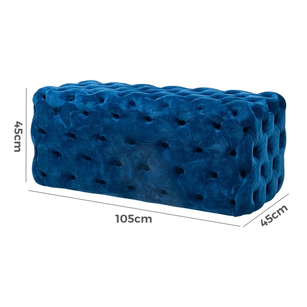 Elsa Navy Blue Velvet Ottoman-Rectangular 9