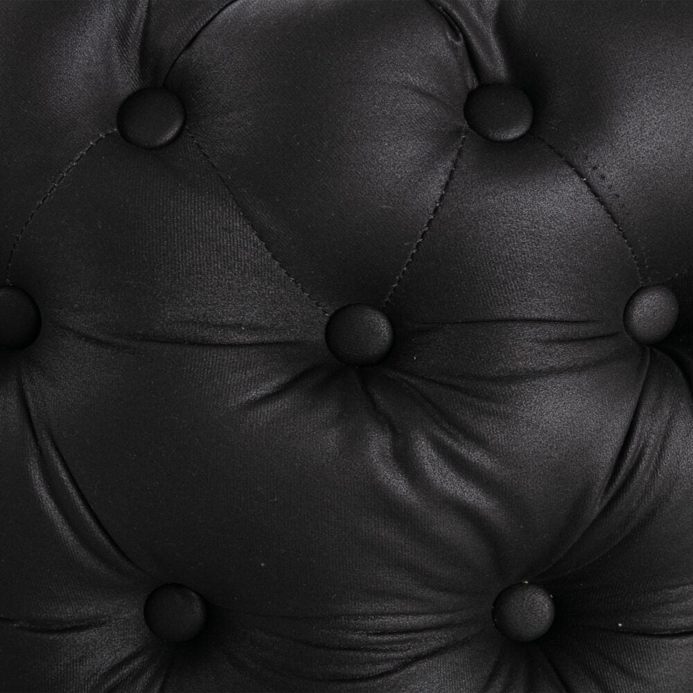 Contemporary Black Leather-look Ottoman with Button 8