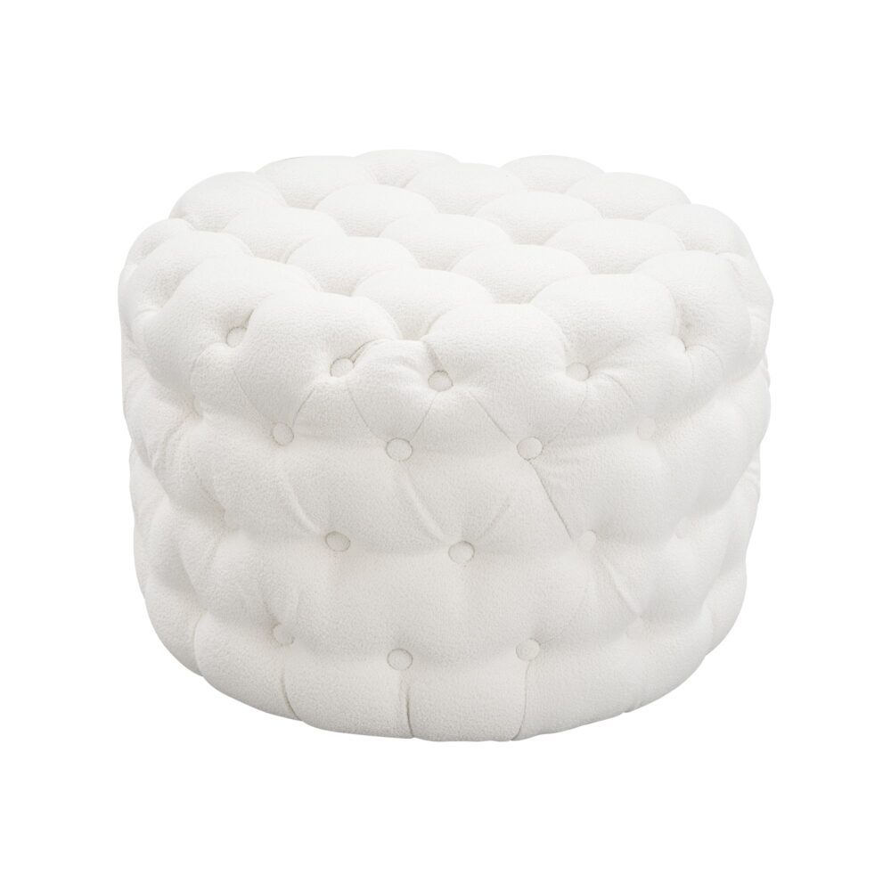 Bouclé White Ottoman-Round 3