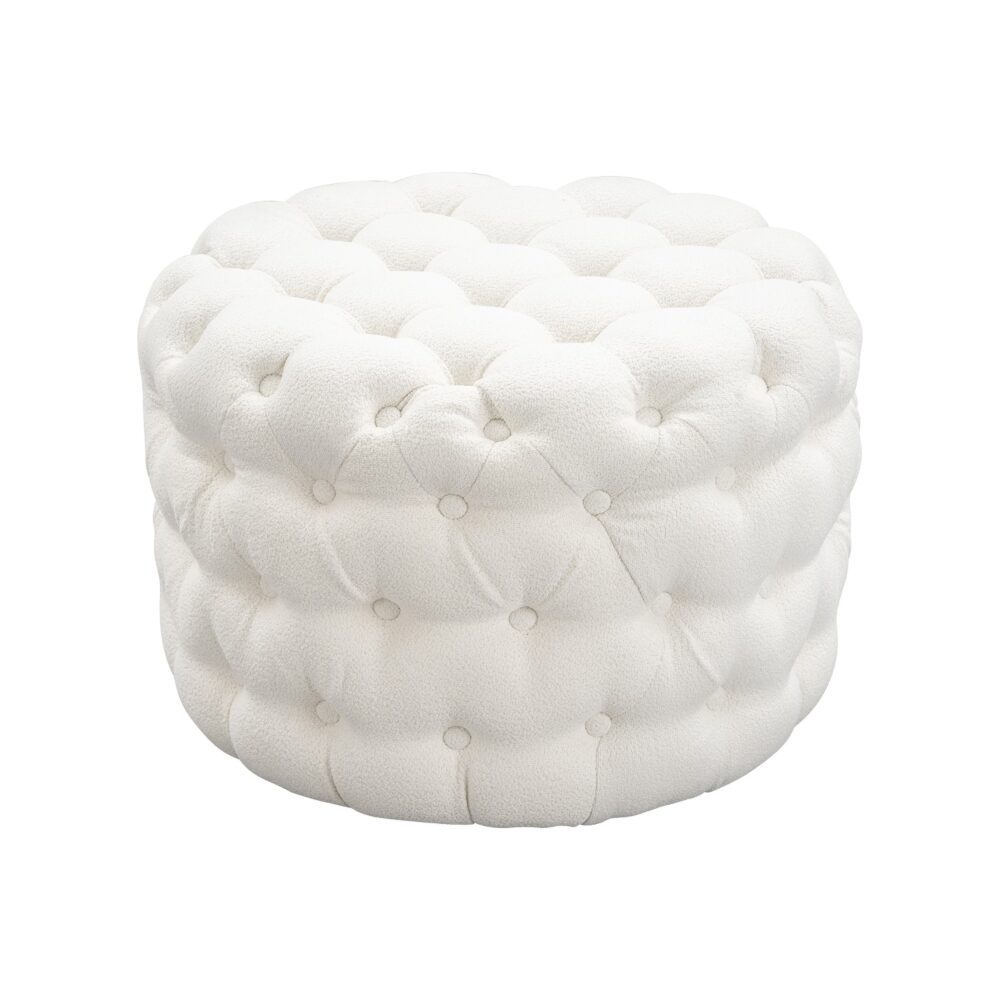 Bouclé White Ottoman-Round 4