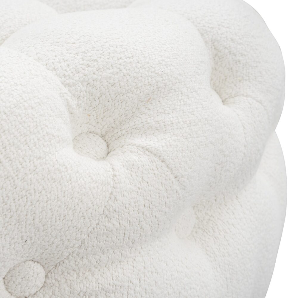 Bouclé White Ottoman-Round 6