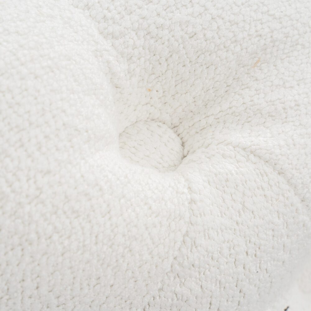 Bouclé White Ottoman-Round 7