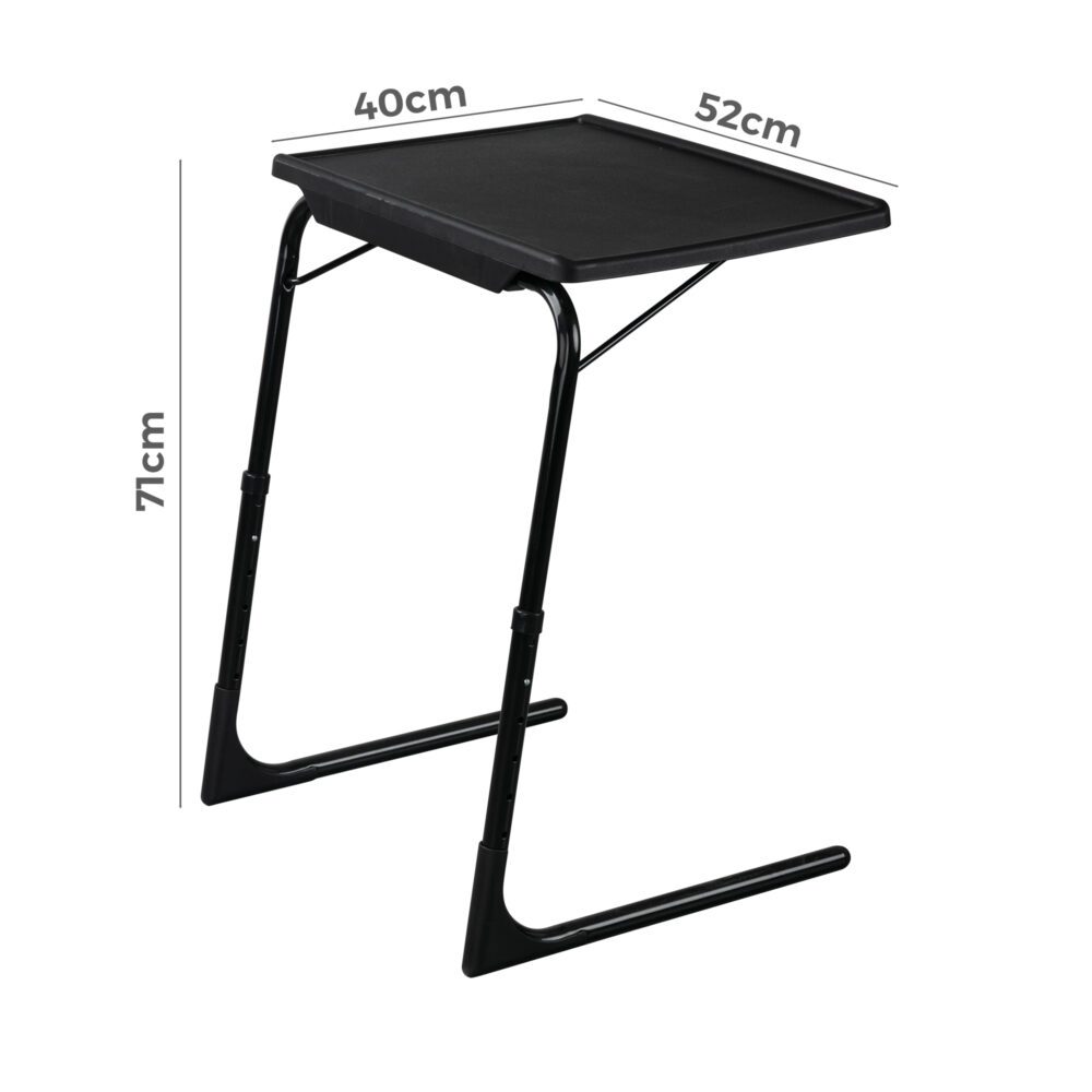Foldable Table Adjustable Tray Laptop Desk with Removable Cup Holder-Black 8