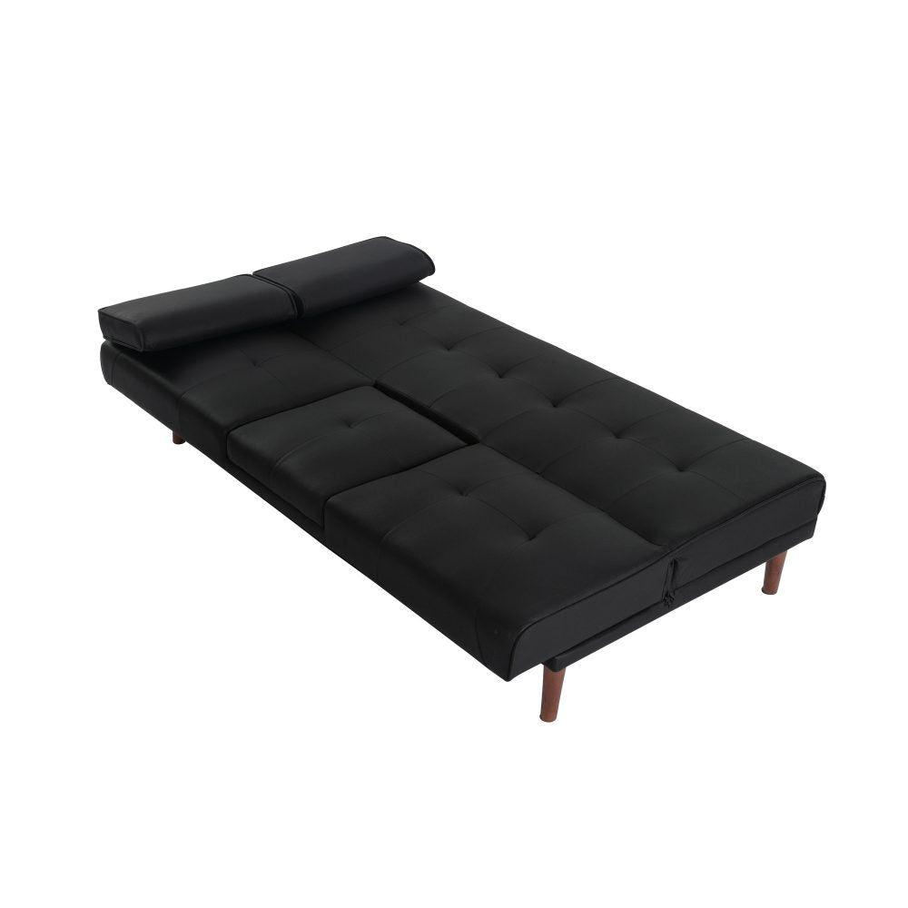 3 Seater Adjustable Sofa Bed With Cup Holder Black 6