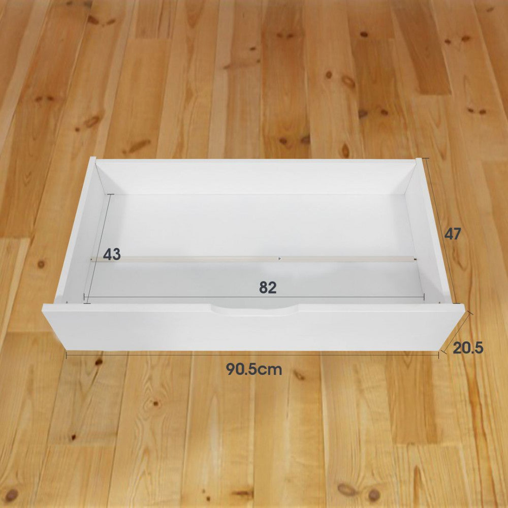 2 x Wooden Bed Frame Storage Trundle Drawers-White 11
