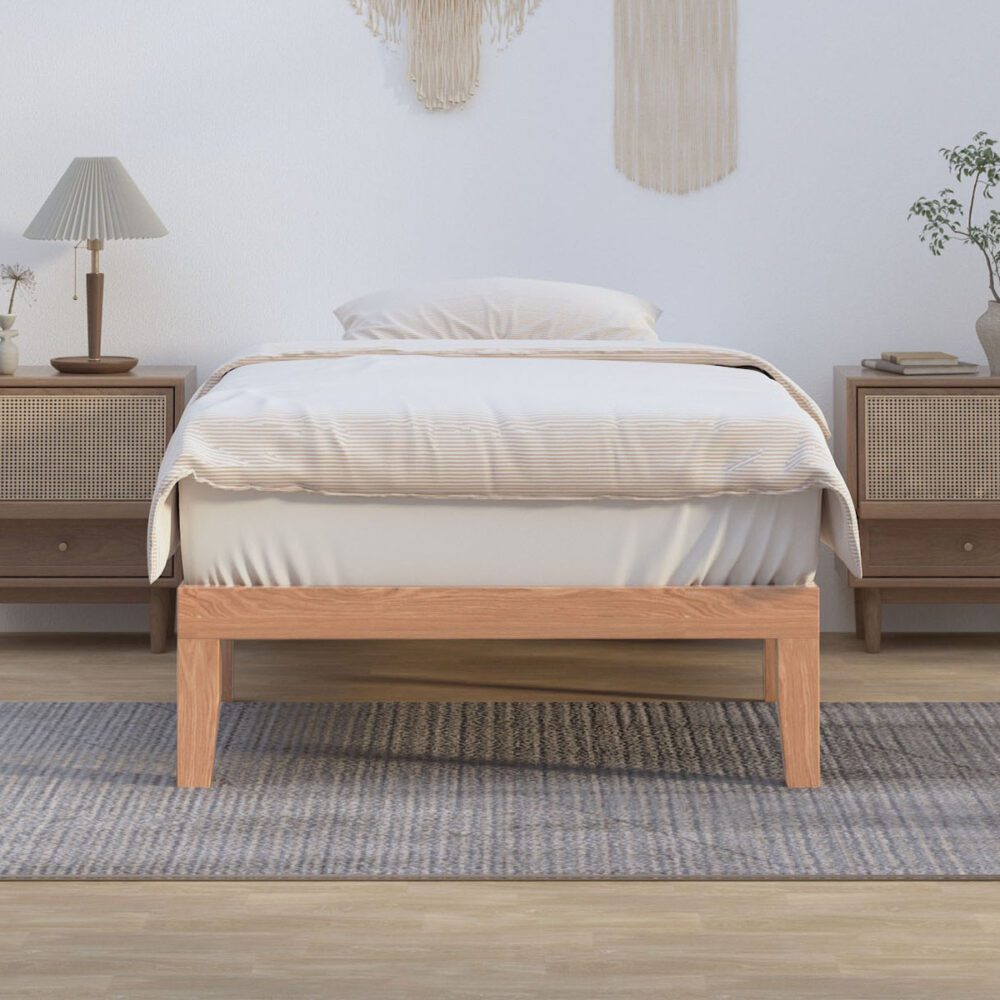 Single Size Warm Wooden Natural Bed Base Frame – King Single 5