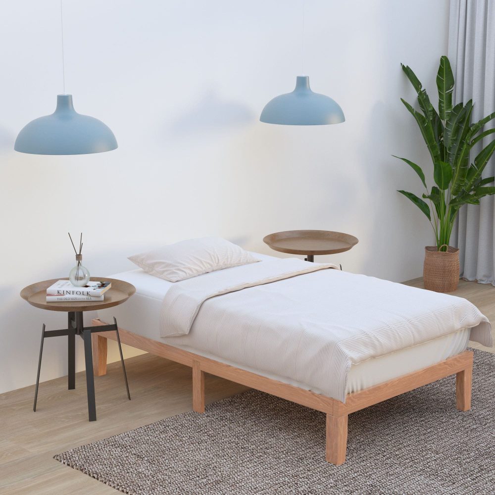 Single Size Warm Wooden Natural Bed Base Frame – King Single 3