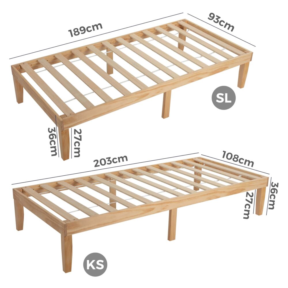 Single Size Warm Wooden Natural Bed Base Frame – King Single 9