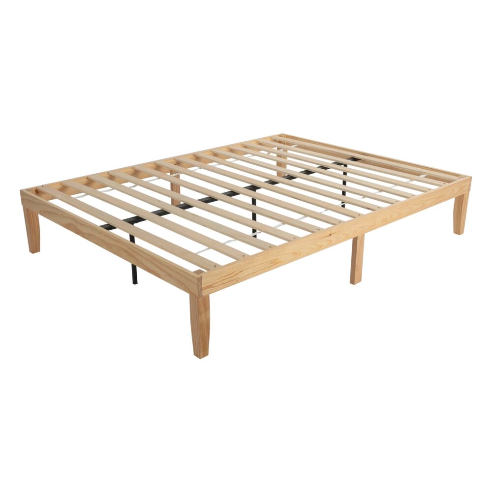 Warm Wooden Natural Bed Base Frame – Queen 3