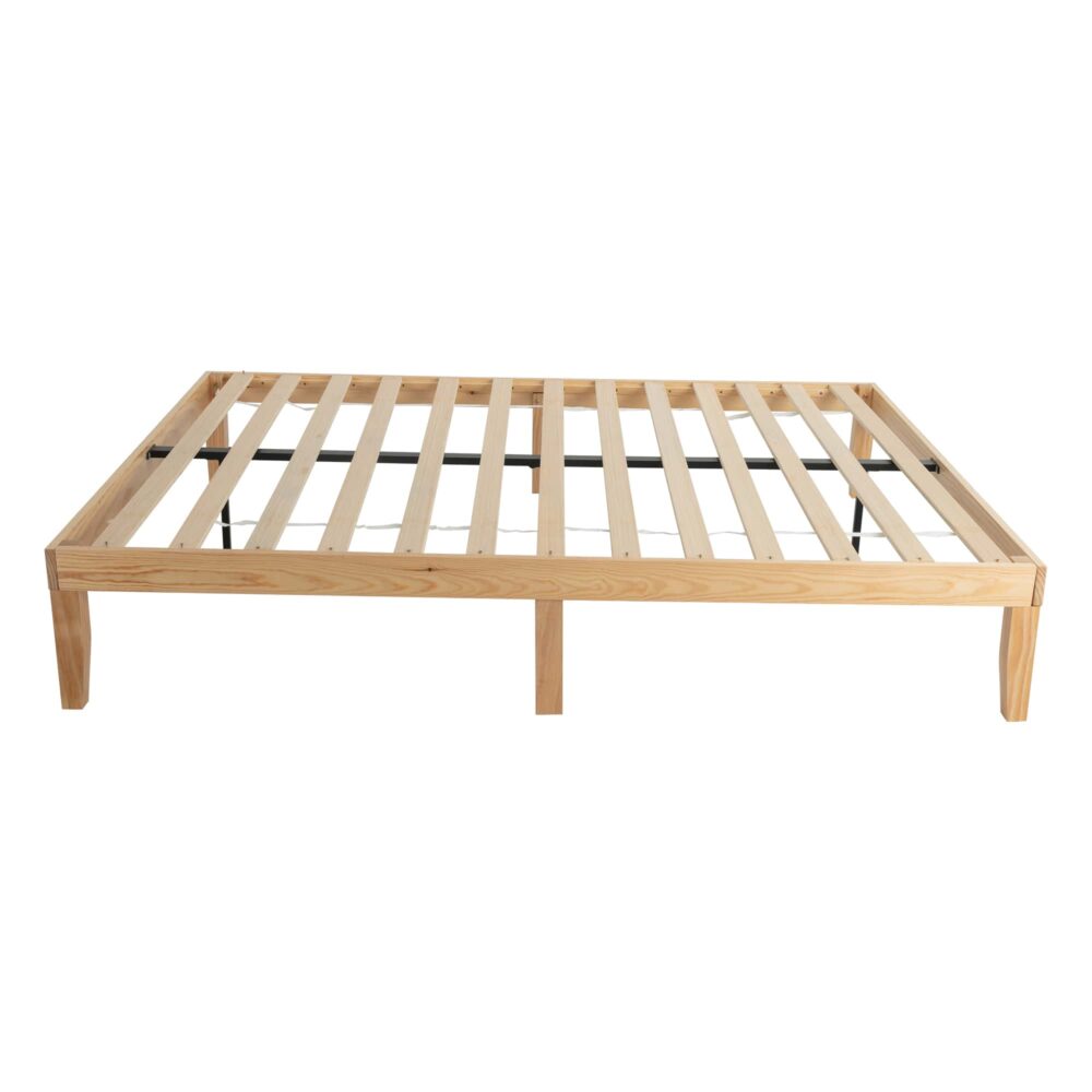 Warm Wooden Natural Bed Base Frame – Queen 4