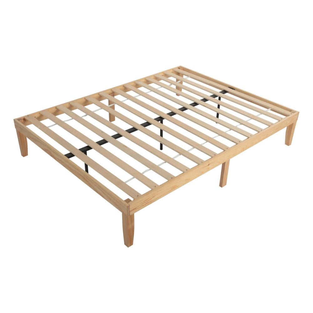 Warm Wooden Natural Bed Base Frame – Queen 5