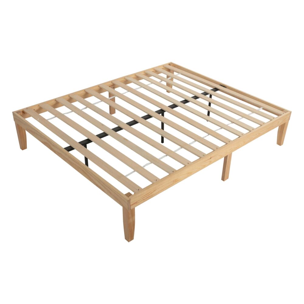 Warm Wooden Natural Bed Base Frame – Queen 6