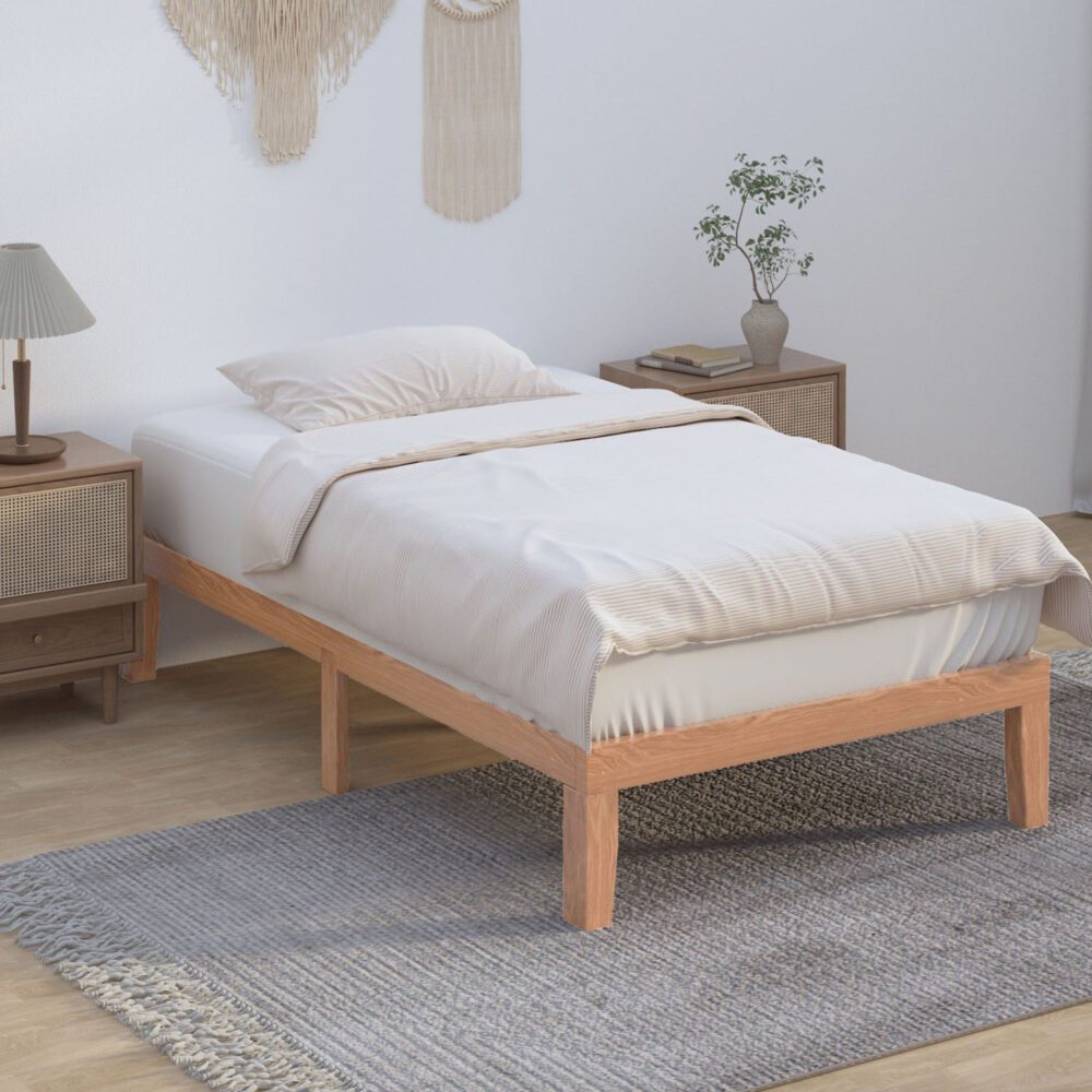 Single Size Warm Wooden Natural Bed Base Frame – Single 3