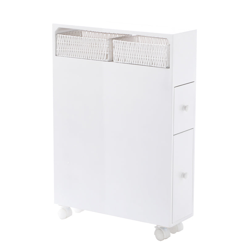 Removable Bathroom Side Cabinet Toilet Caddy with Storage Drawers- White 4
