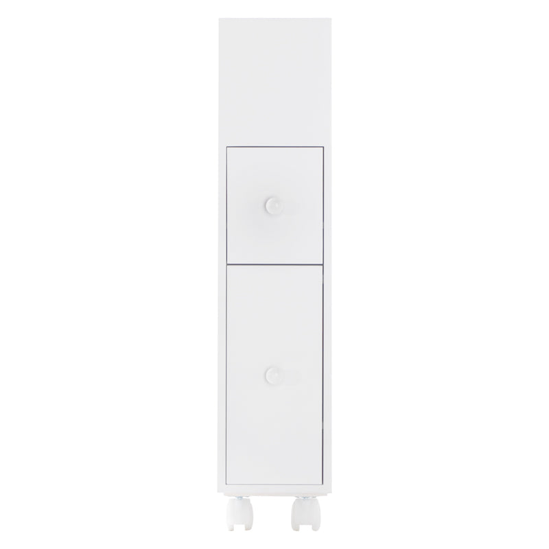 Removable Bathroom Side Cabinet Toilet Caddy with Storage Drawers- White 9