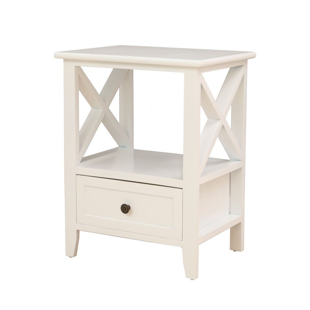 2-tier Bedside Table with Storage Drawer 2 PC Rustic White 11