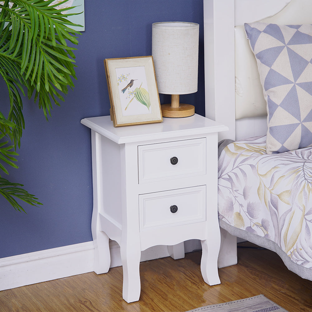 French Bedside Table Nightstand White Set of 2 7