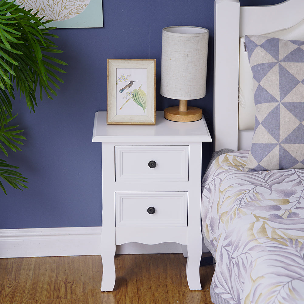 French Bedside Table Nightstand White Set of 2 6