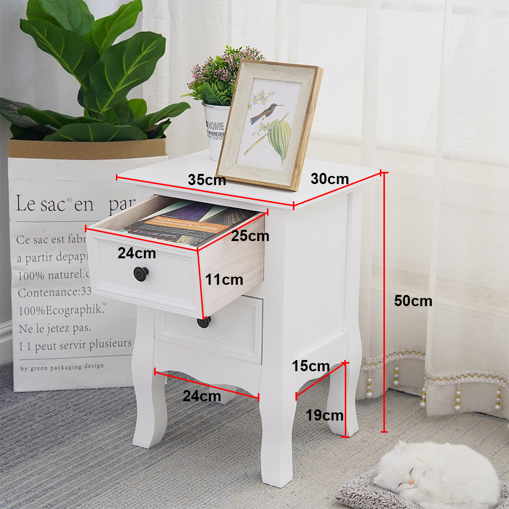 French Bedside Table Nightstand White Set of 2 10