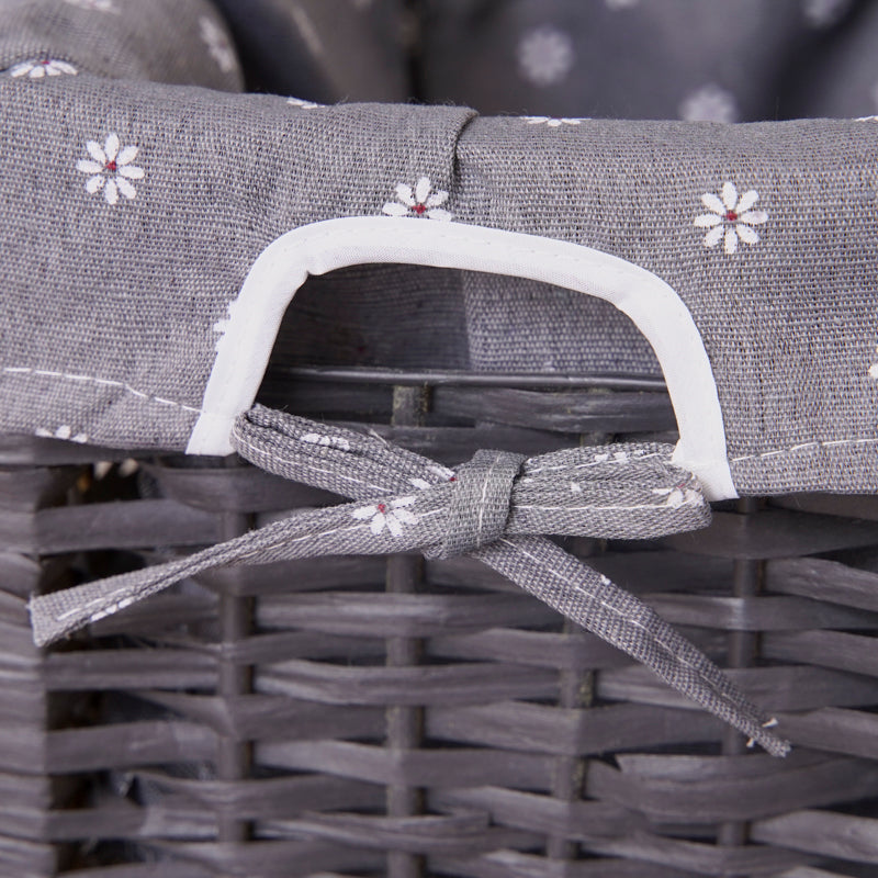 Grey Bedside Table with Wicker Basket 6