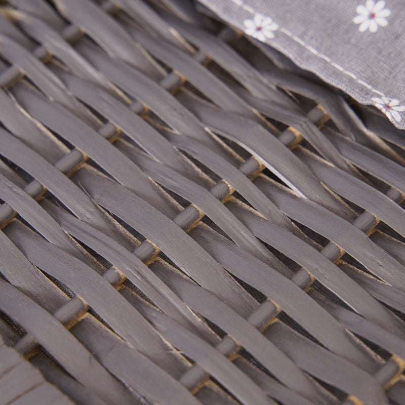 Grey Bedside Table with Wicker Basket 7