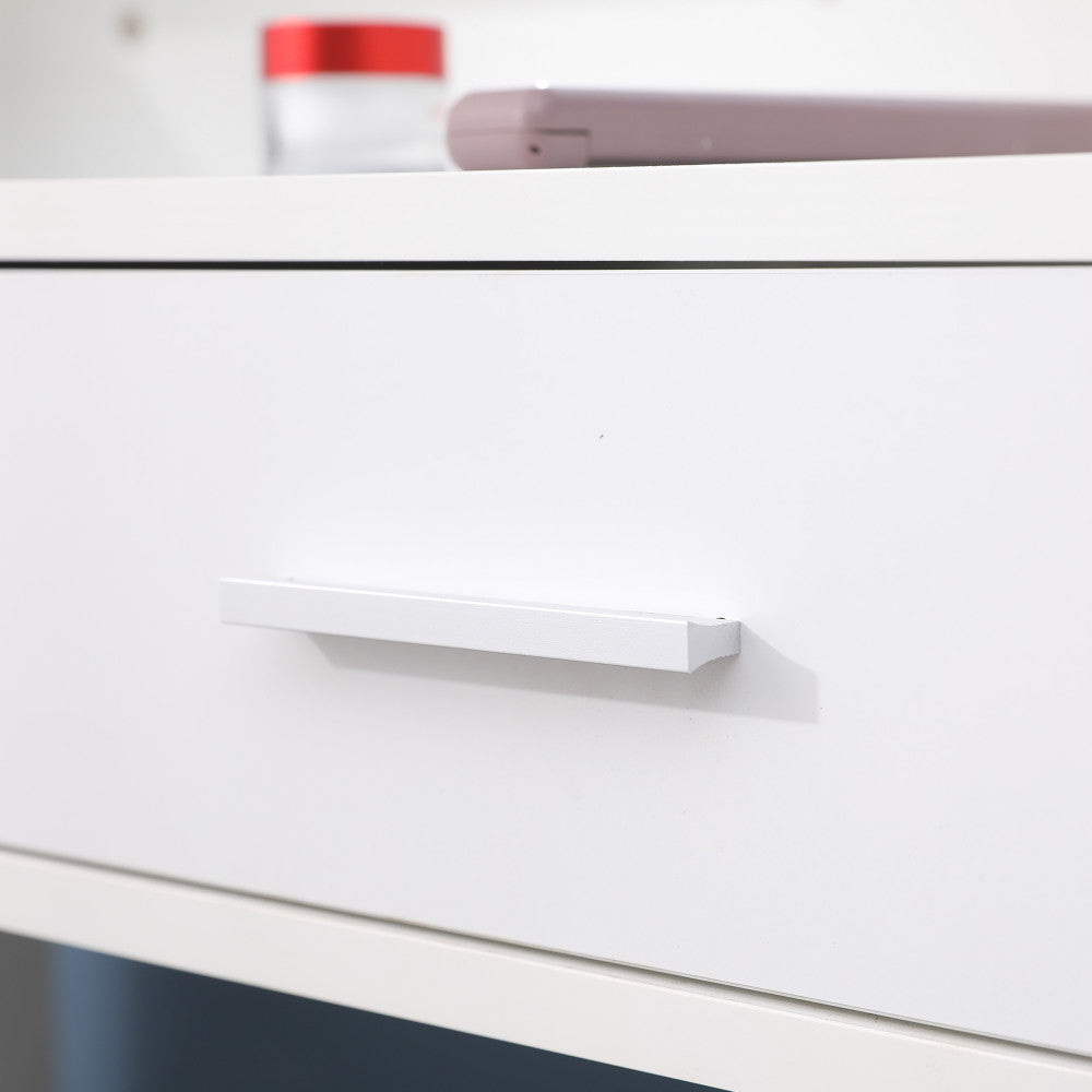 Diana Vanity Set with Shelves Cushioned Stool and Lighted Mirror- White 10