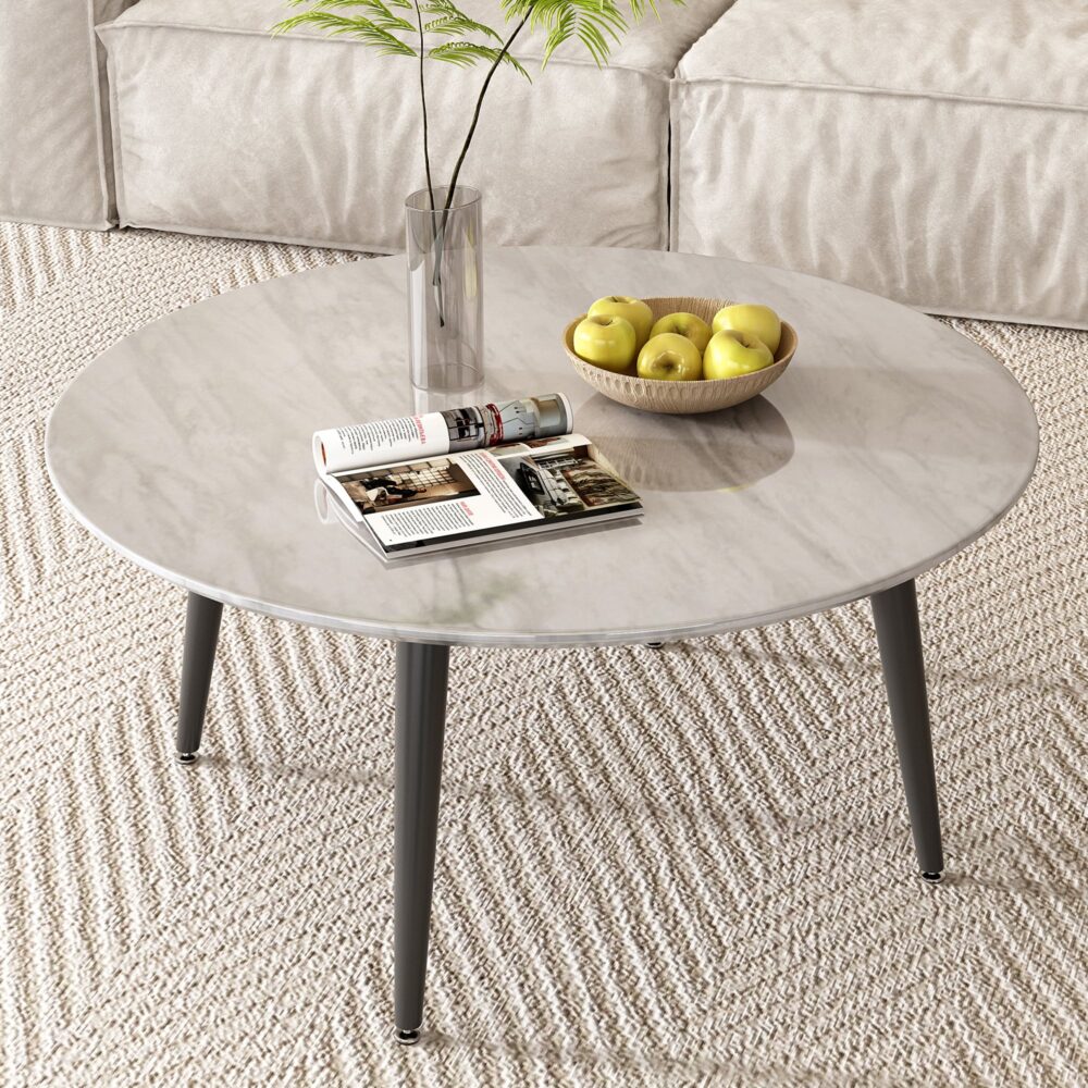 Minimalist Marble Effect Round Coffee Table 3