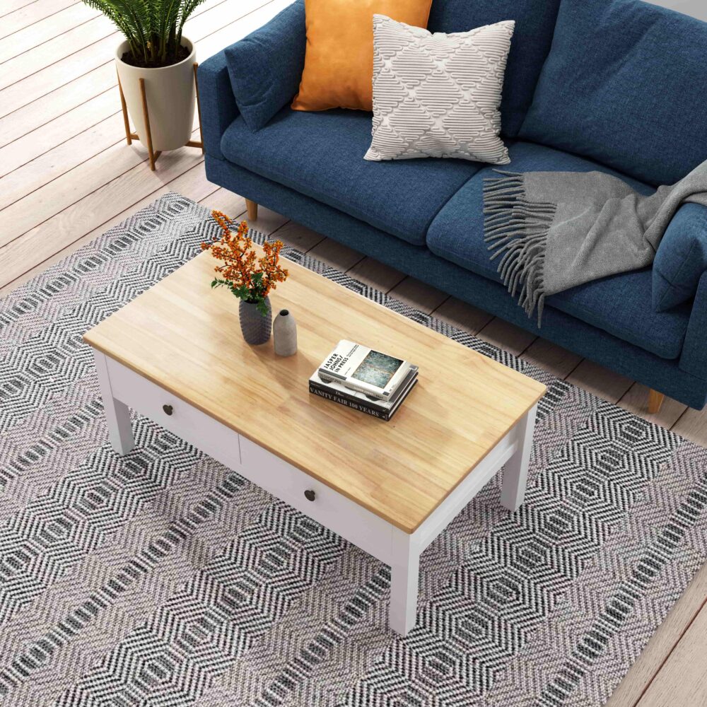 Sleek Natural Wood Rectangle Coffee Table 4