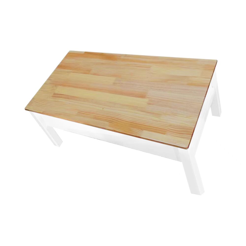 Sleek Natural Wood Rectangle Coffee Table 7