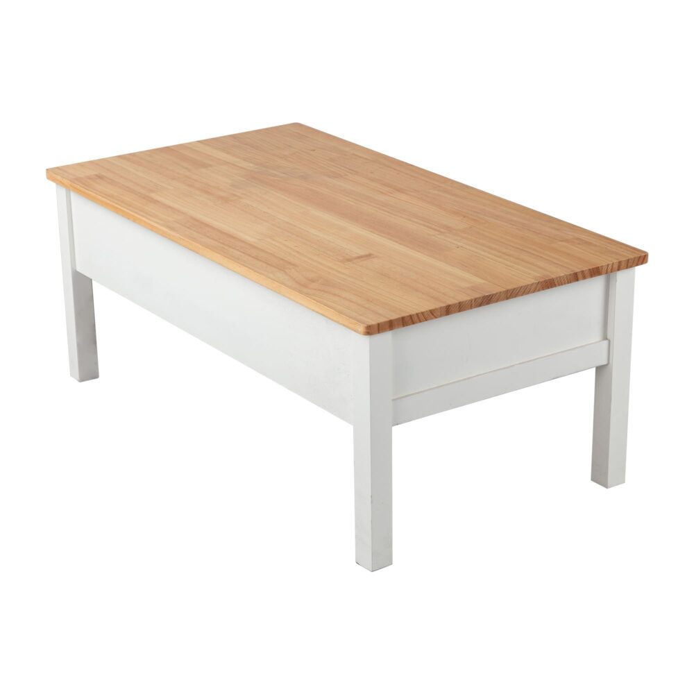 Sleek Natural Wood Rectangle Coffee Table 8