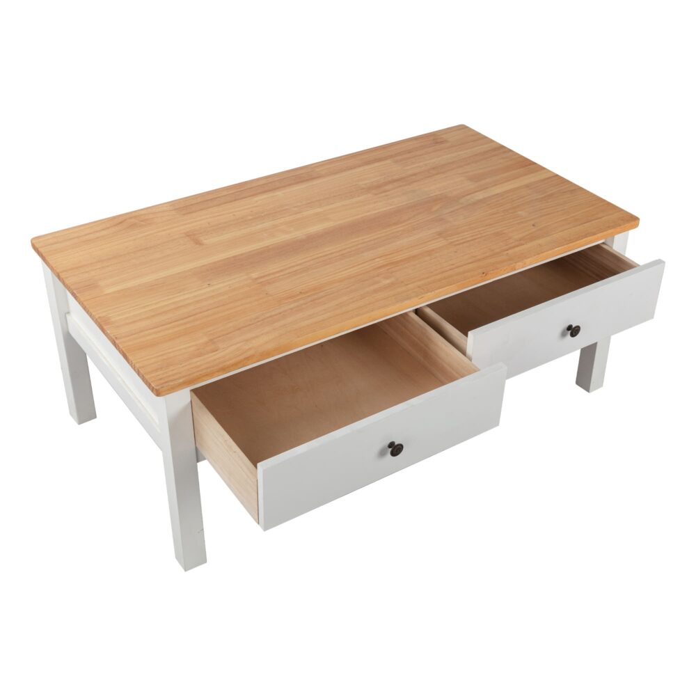 Sleek Natural Wood Rectangle Coffee Table 10