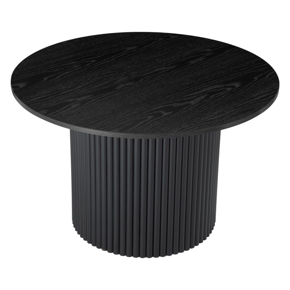 Luxe Black Ribbed Texture Wooden Coffee Table 3