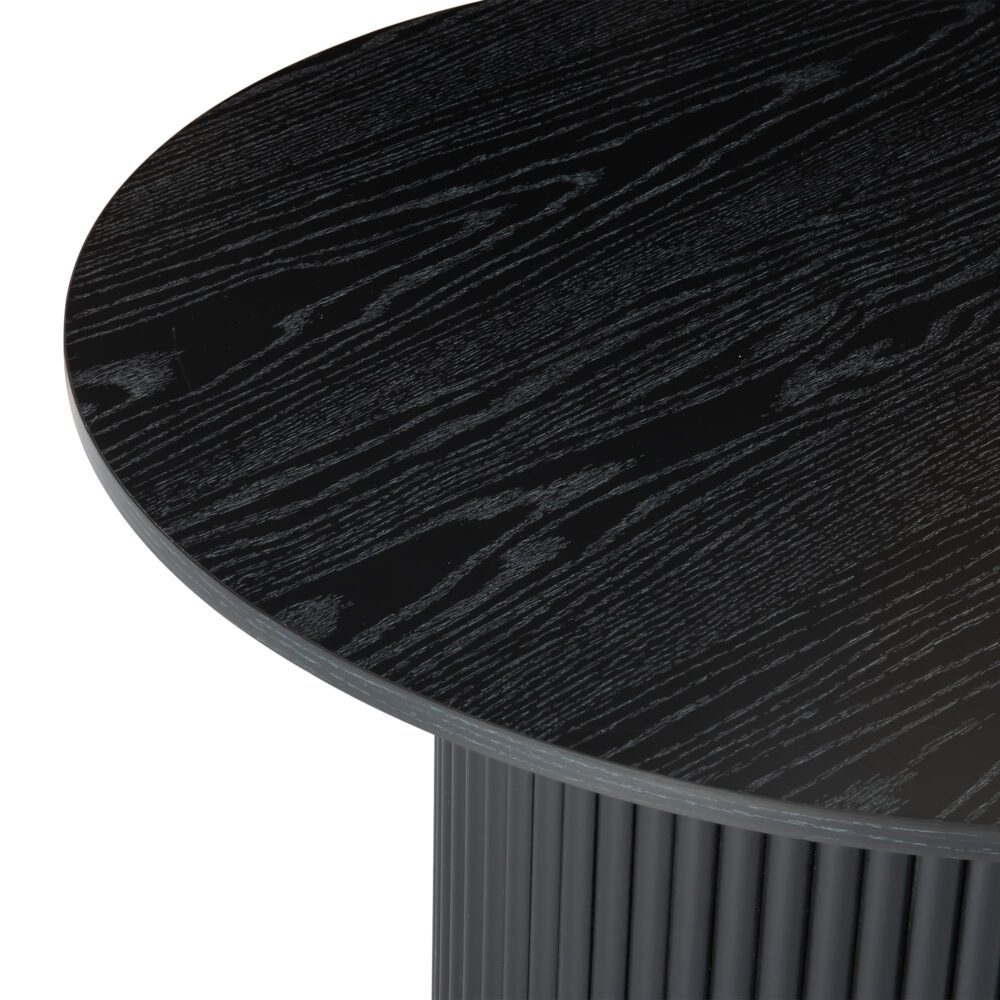 Luxe Black Ribbed Texture Wooden Coffee Table 4