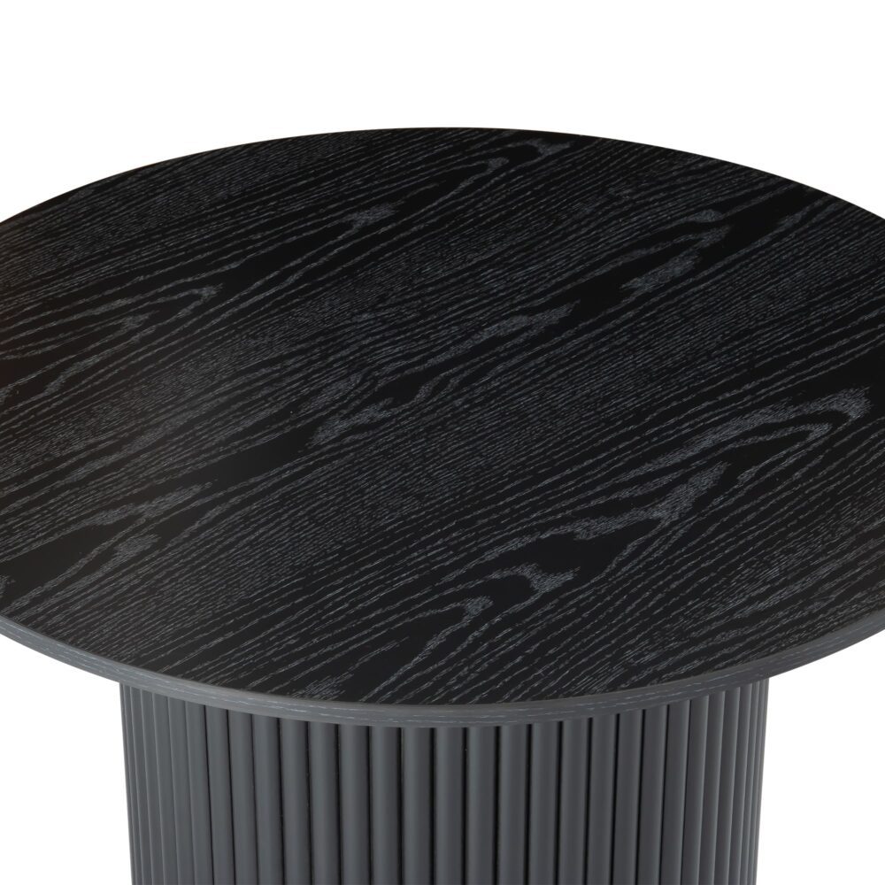 Luxe Black Ribbed Texture Wooden Coffee Table 5