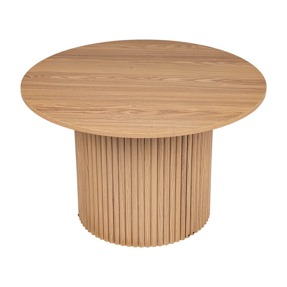 Luxe Ribbed Round Coffee Table Wooden 3