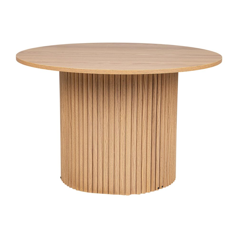 Luxe Ribbed Round Coffee Table Wooden 4