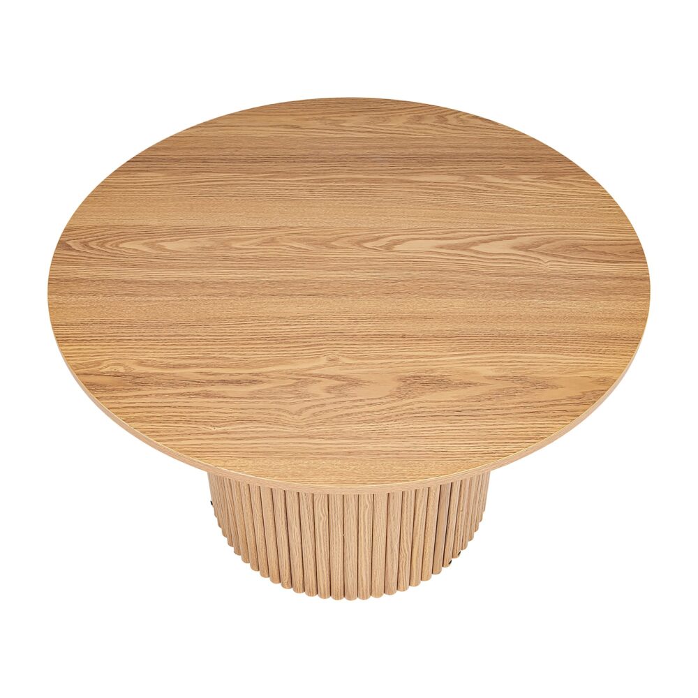 Luxe Ribbed Round Coffee Table Wooden 5
