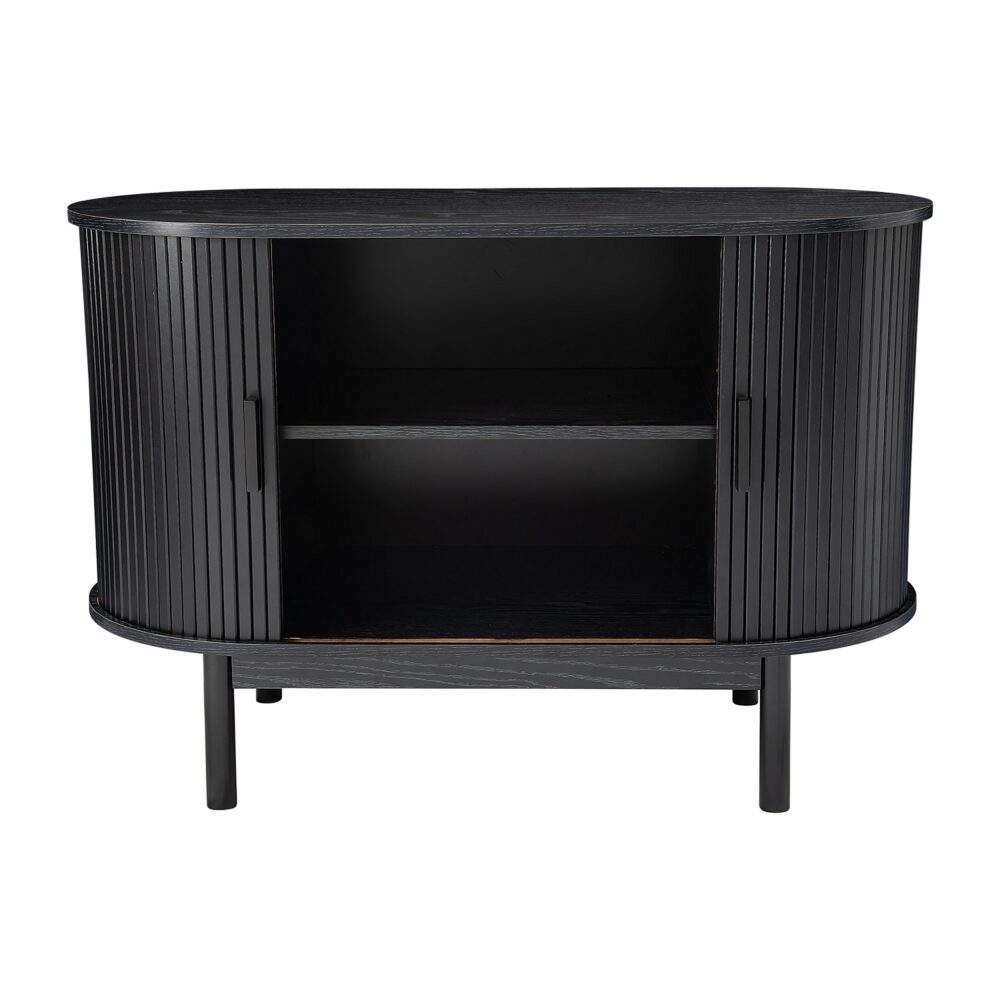 Mid-Century Black Ribbed Sideboard Cabinet 5