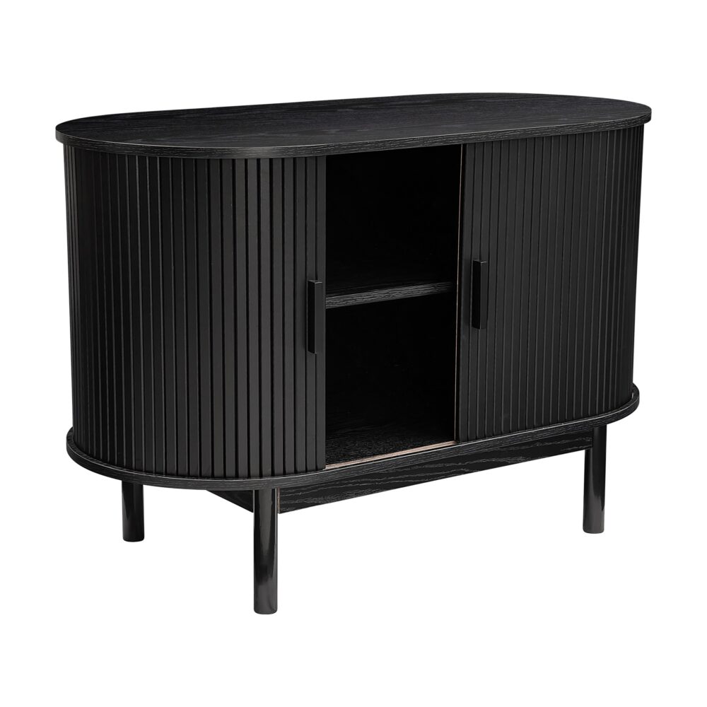 Mid-Century Black Ribbed Sideboard Cabinet 6