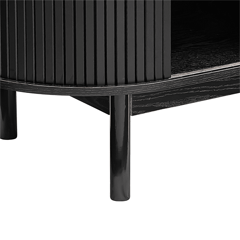 Mid-Century Black Ribbed Sideboard Cabinet 9