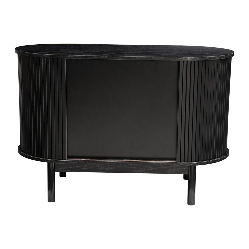 Mid-Century Black Ribbed Sideboard Cabinet 10
