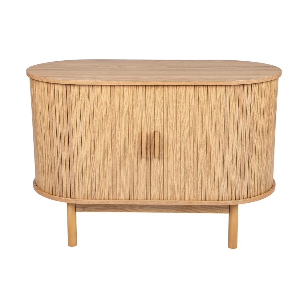 Natural Wood Ribbed Sideboard Cabinet 5