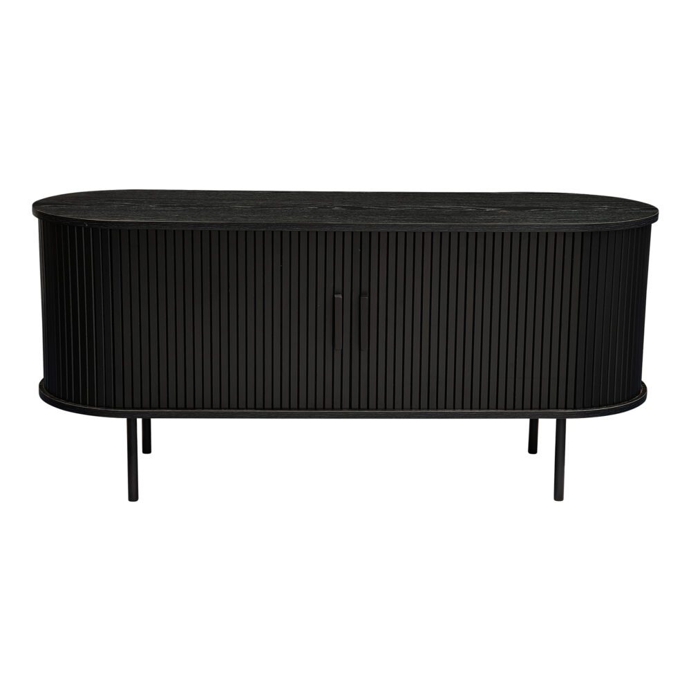 Ribbed Black Sideboard with Sliding Doors 4