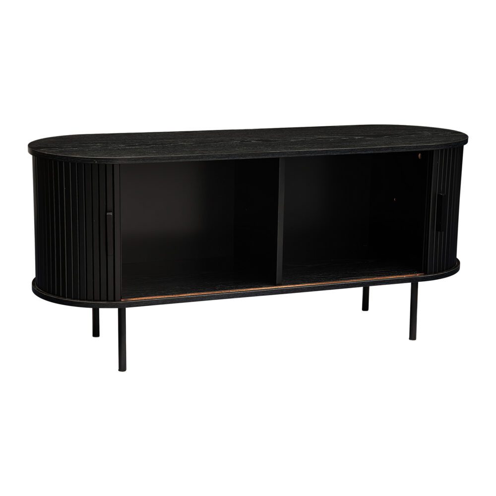 Ribbed Black Sideboard with Sliding Doors 5